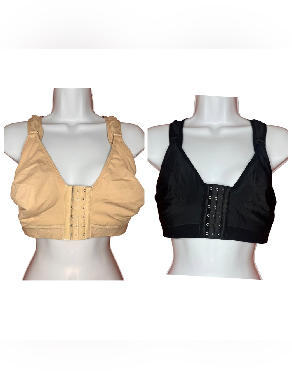 2 Front-Closure Comfort Bra - Black and Nude